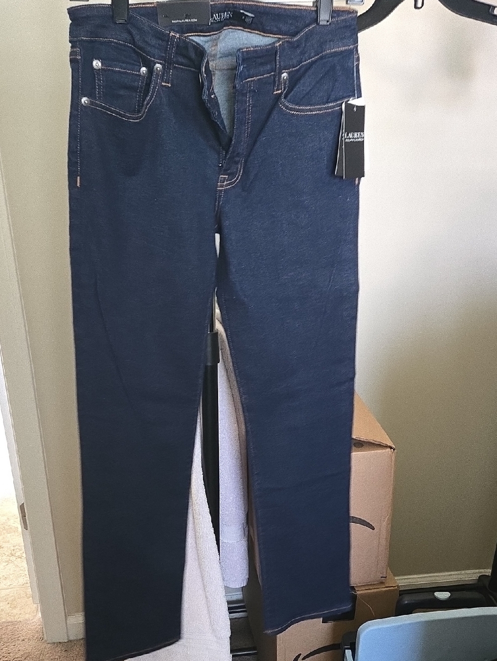 Lauren Ralph Lauren Navy Dark Wash Straight-Leg Jeans